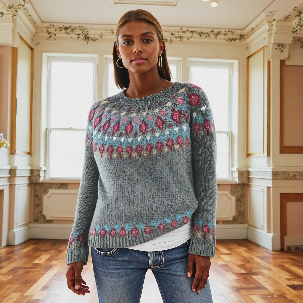 Women’s Wool Jumper with Print | Warm Stylish Knit for Autumn & Winter Wear