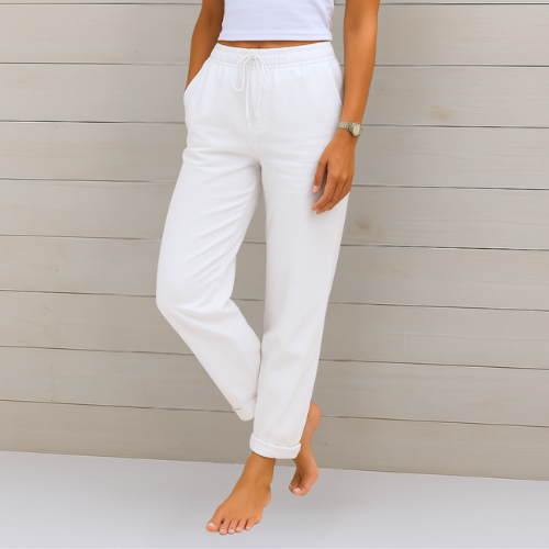 Women’s Linen Stretch Trousers | Lightweight Elegant Summer Pantalon for Work & Everyday Wear